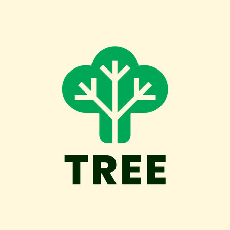 Tree line green logo design vector template. nature logo icon concept. minimal modern geometric element of abstract tree.