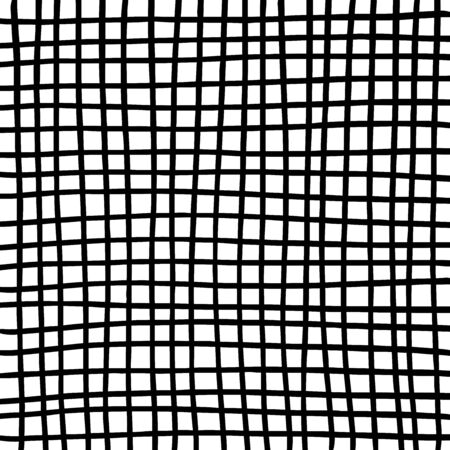 Hand Drawn Grid Texture Thick Black Lines On White Background