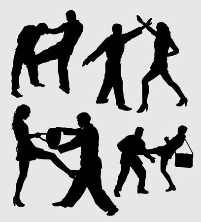 喧嘩 決闘の武術のシルエットが のイラスト素材 ベクタ Image