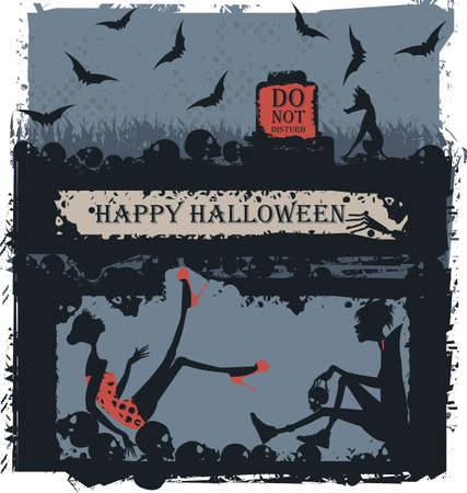 ハロウィーン悪魔カップル ダンスのシルエット ハロウィン カード ポスターやバナーの画像を使用できます のイラスト素材 ベクタ Image 55215484