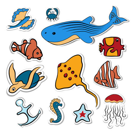 クリップアート 貝殻 魚 海と海の深海動物美しい海洋水族館 白い背景に隔離されています ベクトルイラストのイラスト素材 ベクタ Image クリップアート 貝殻 魚 海と海の深海動物美しい海洋水族館 白い背景に隔離されています ベクトルイラストのイラスト素材 ベクタ Image