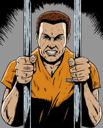 Drawing of a prisoner in a comic book format