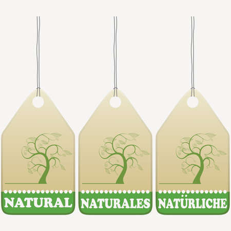 タグ標識をリサイクルします 英語 スペイン語 中国語が刻まれています のイラスト素材 ベクタ Image