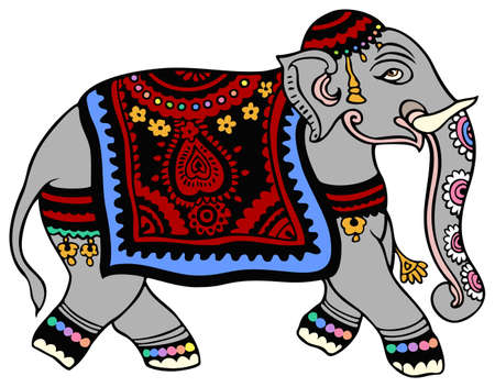 indian elephant in formal wear ready for the parade royalty free