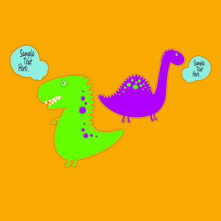 白地にかわいい笑顔の恐竜 子供たちのスタイルで古代の動物のベクトル イラスト のイラスト素材 ベクタ Image