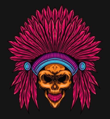 ★　スカルインディアン・芸術　★ : ネイティブアメリカン スカル スピリット・オブ・インディアン・ウォリアー壁装飾 アートプリントポスター (16x20) :  Home \u0026 Kitchen