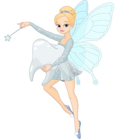 歯と飛んでかわいい歯の妖精のイラスト のイラスト素材 ベクタ Image
