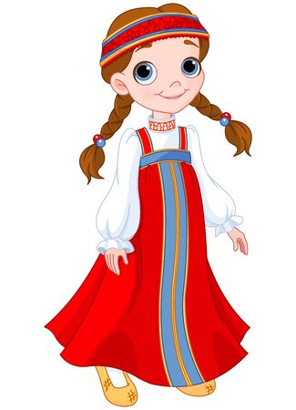 ロシアの民族衣装を着たかわいい女の子のイラスト の写真素材 画像素材 Image