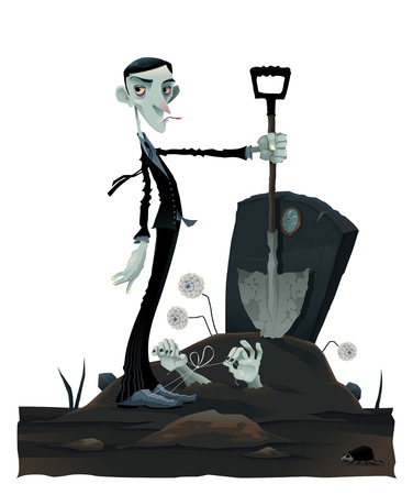 墓地に面白いシーン 漫画 ベクトル図を絶縁されて のイラスト素材 ベクタ Image