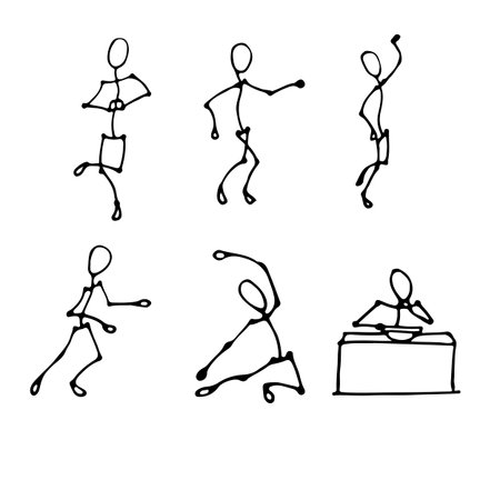 棒人間フィギュア アクション セット のイラスト素材・ベクタ 