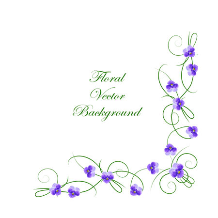花のベクトルの背景 あなたのデザインで使用するため紫の花を持つコーナー フレーム のイラスト素材 ベクタ Image