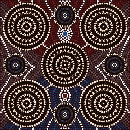 ドット絵の円を描いたのアボリジニのスタイルに基づく図のイラスト素材 ベクタ Image