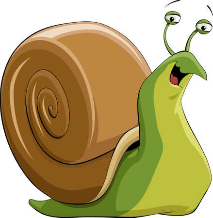 Illustration of a happy green snail Иллюстрация
