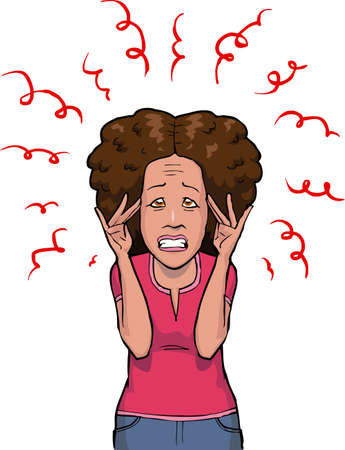 Woman in stress on white background vector illustration
