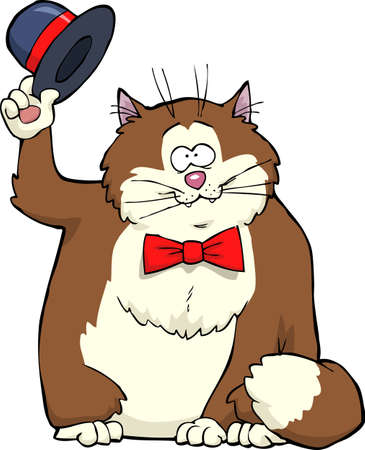 Cartoon cat takes off his hat vector illustration Vector Illustration