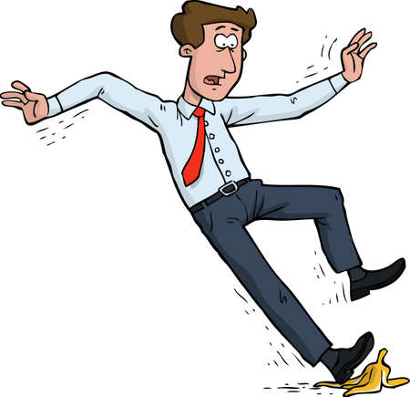 Man slipped on a banana peel vector illustration