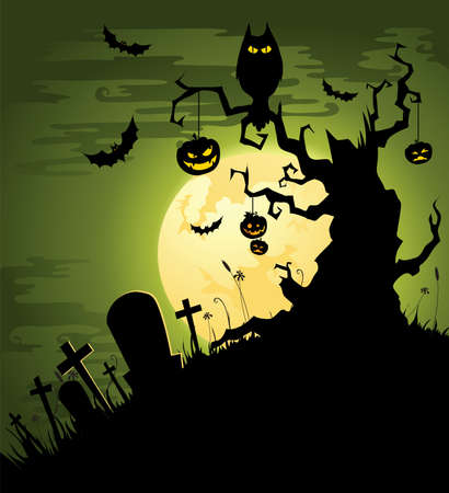 Creepy Halloween background in green
