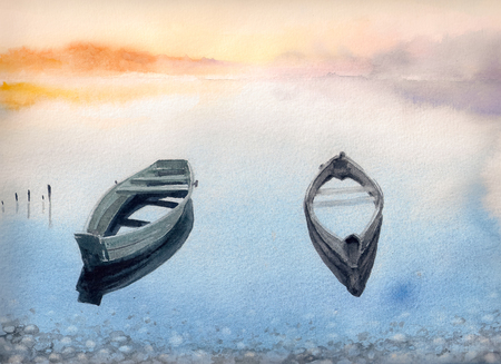 湖の夕日 画像水彩絵の具で作成しました の写真素材 画像素材 Image 湖の夕日 画像水彩絵の具で作成しました の写真素材 画像素材 Image