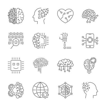 機械学習 Ai 人工知能 未来のコンセプト技術 編集可能なストロークのイラスト素材 ベクタ Image
