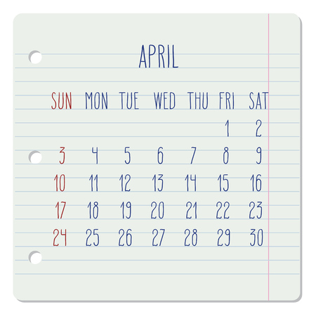 16年 12 月ベクトル罫線ノート ページの月間カレンダーです 週は日曜日から開始 手書き文字体裁 のイラスト素材 ベクタ Image