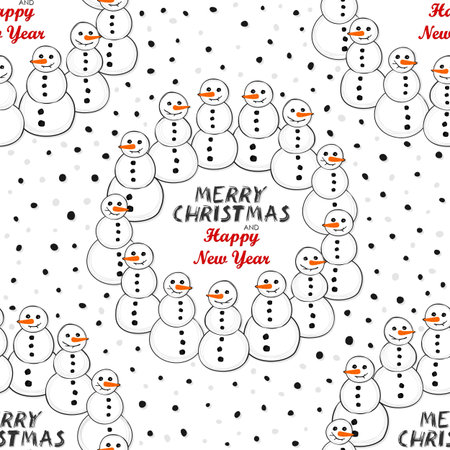 幸せな雪だるまの花輪クリスマス冬ホリデー カード イラストと暗い背景に英語で希望します のイラスト素材 ベクタ Image 幸せな雪だるまの花輪クリスマス冬ホリデー カード イラストと暗い背景に英語で希望します のイラスト素材 ベクタ Image