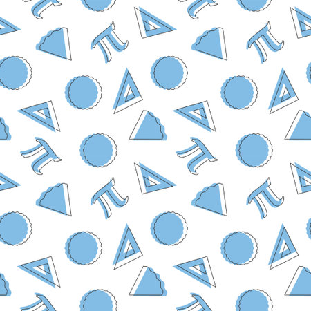 Pi day seamless pattern design with mathematical constants or baked pie in template hand drawn cartoon flat illustration Векторная Иллюстрация