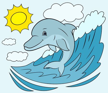 海の波から飛び出す笑顔のやさしいかわいいイルカのイラスト のイラスト素材 ベクタ Image 海の波から飛び出す笑顔のやさしいかわいいイルカのイラスト のイラスト素材 ベクタ Image