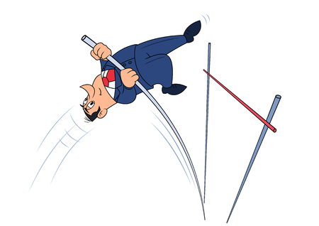 Illustration of the businessman doing successful pole vault Stock Photo