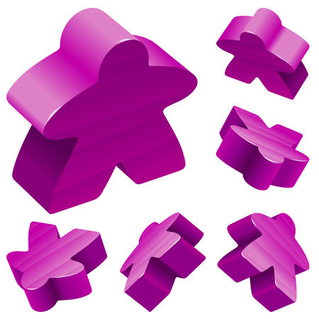 Vector Set Of Standard Wooden Meeples For Board Games Purple Gaming Pieces Isolated On White Vector Set Of Standard Wooden Meeples For Board Games Purple Gaming Pieces Isolated On White