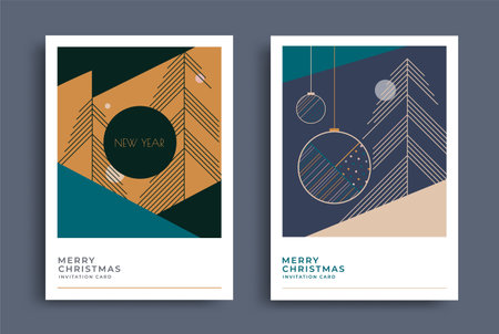 New year greeting card with christmas tree Imagens