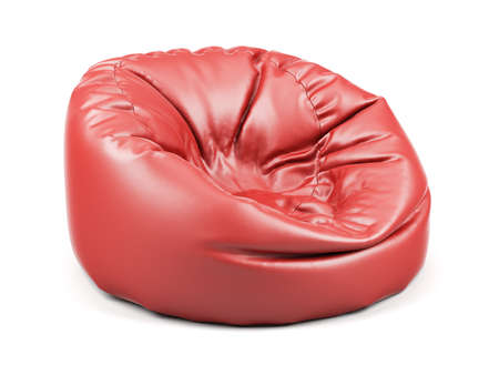 3d renderion of red soft leather beanbag isolated on white background - 51112437