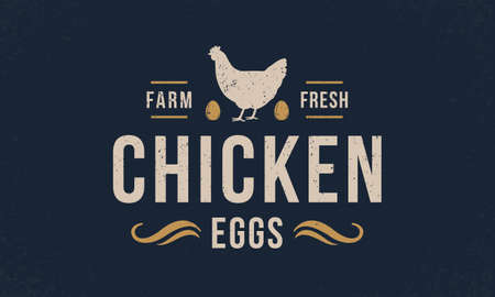 Affiche d'oeufs de poulet avec texture grunge. impression rétro. étiquette d'oeufs de poulet, insigne. affiche vintage pour restaurant, épicerie, boucherie. illustration vectorielle Banque d'images