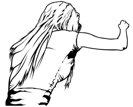 長い髪のイラスト ベクトルを持つ女性の後姿 のイラスト素材 ベクタ Image