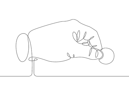 Continuous one line drawing hand palm fingers gestures.hand holding fingers with a coin