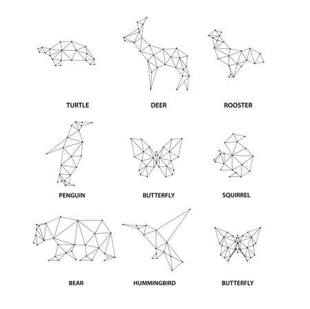 geometric animals silhouettes set of polygons royalty free cliparts geometric animals