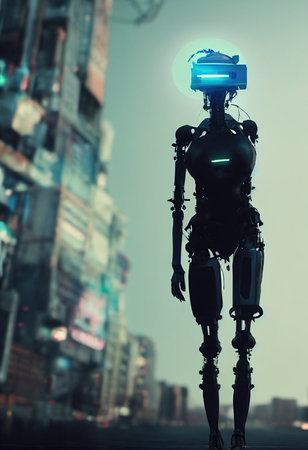 Portrait of a futuristic female robot an artistic abstract steampunk fantasy concept of a modern robot 3d rendering