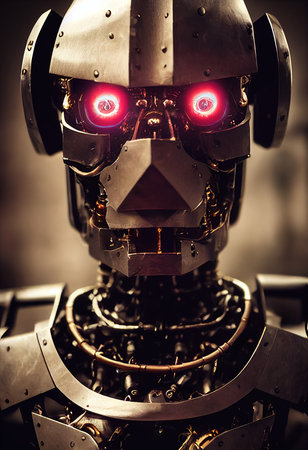 A fictional person not based on a real person portrait of a futuristic robot an artistic abstract cyberpunk fantasy concept of a modern robot 3d rendering