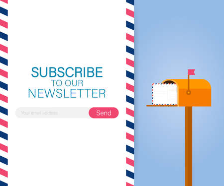 Email subscribe online newsletter vector template with mailbox and submit button vector stock illustration Stock Photo