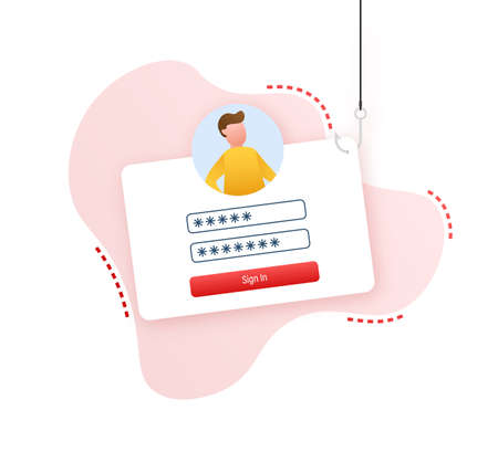 phishing concept: login page, hook, person clip art preview