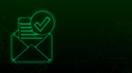 Opened envelope and document with green check mark verification email vector stock illustration Stock Photo