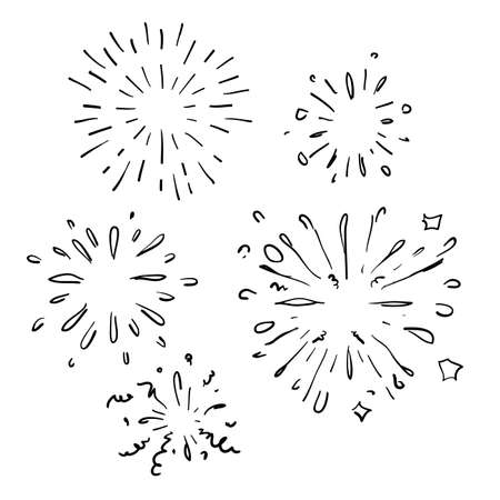 composição de fogos de artifício com imagens de doodle de pontos de fogos  de artifício de estilo desenhado à mão de desenho de forma diferente  6207105 Vetor no Vecteezy