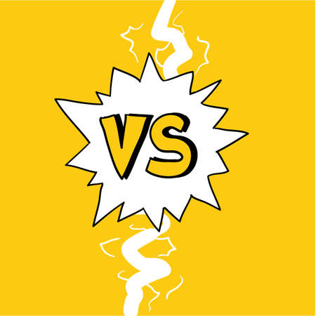 Concept Vs. Versus. Fight. Yellow Retro Background Comics Style Design Doodle Handdrawn Cartoon