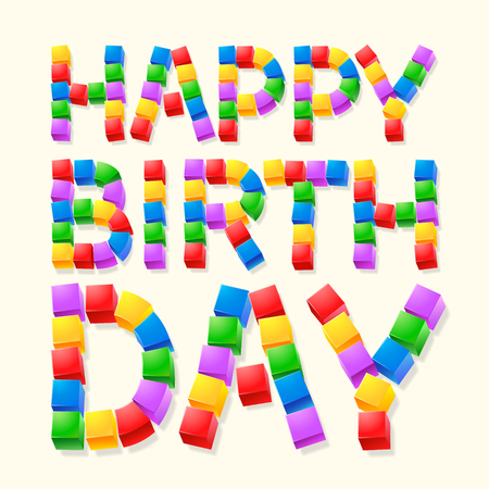 ガーリーな魅力フォントでハッピーバースデー ベクトル カードのイラスト素材 ベクタ Image