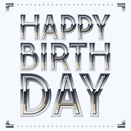 ガーリーな魅力フォントでハッピーバースデー ベクトル カードのイラスト素材 ベクタ Image