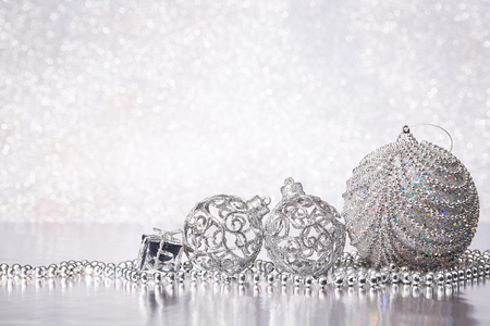 Christmas Decoration With Silver Balls Gift Box And Garlands New Silver Balls Decor Christmas Decoration With Silver Balls Gift Box And Garlands New Silver Balls Decor
