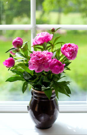vase with peony flowers