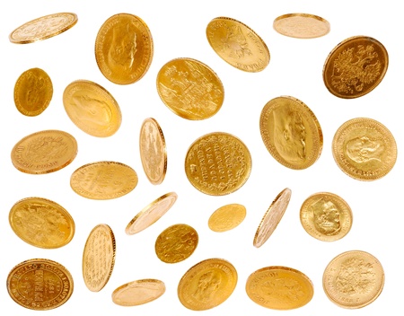 Gold coin: Đồng tiền vàng cũ bị cô lập trên nền trắng