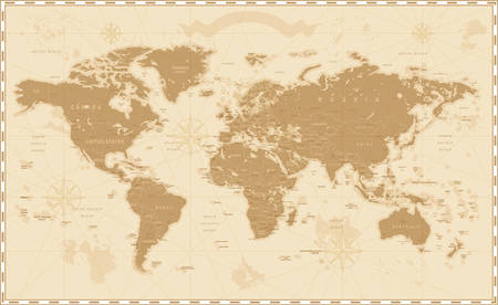 レトロな世界地図のベクター イラストのイラスト素材 ベクタ Image