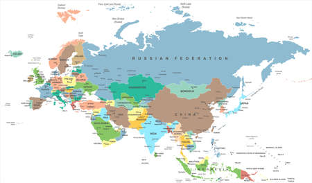 ユーラシア大陸ヨーロッパ ロシア中国インド インドネシア タイ地図