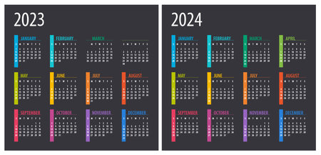 2023 2024 calendar illustration template mock up Фото со стока